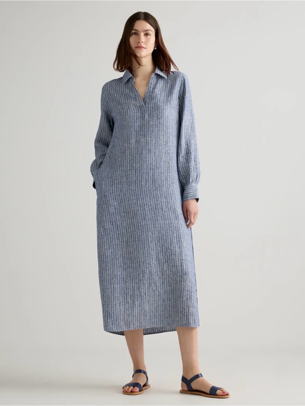 Quince 100% European Linen Popover Maxi Dress size S (d4)